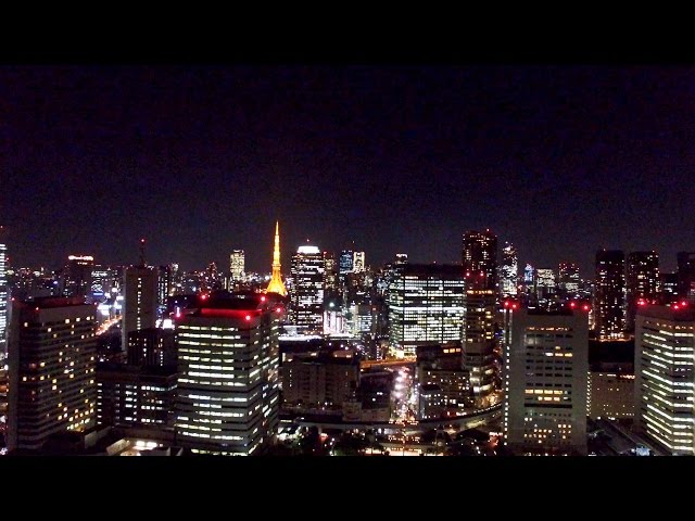 東京湾岸夜景 ドローン空撮 4K